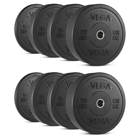 |Vega100kgRubberCrumbBumperPlateSetNew|